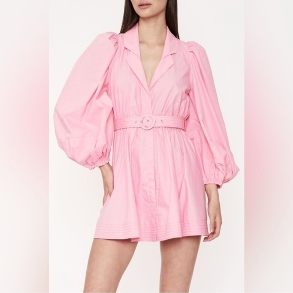 Bardot kaeli pink belted balloon sleeve mini dress XL